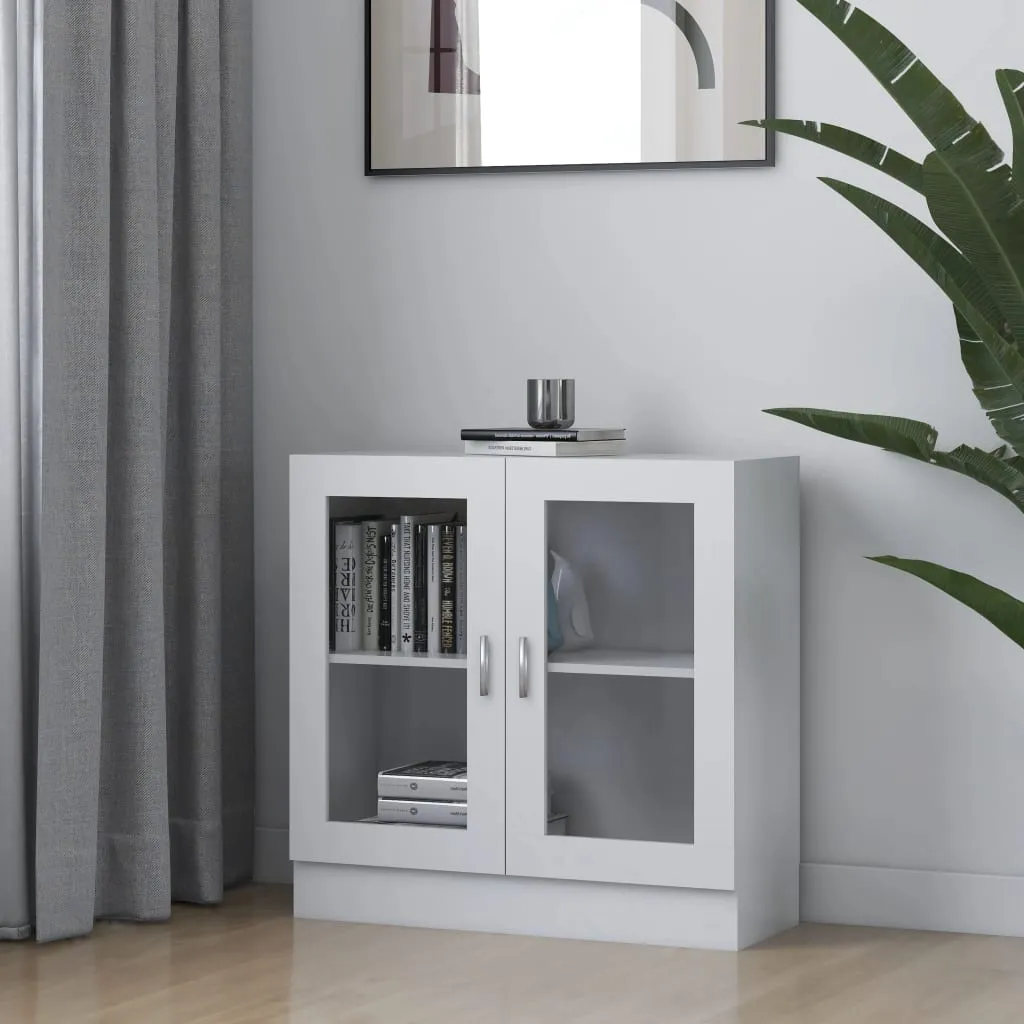 vidaXL Armadietto con Vetrina Bianco 82,5x30,5x80 cm Legno Multistrato