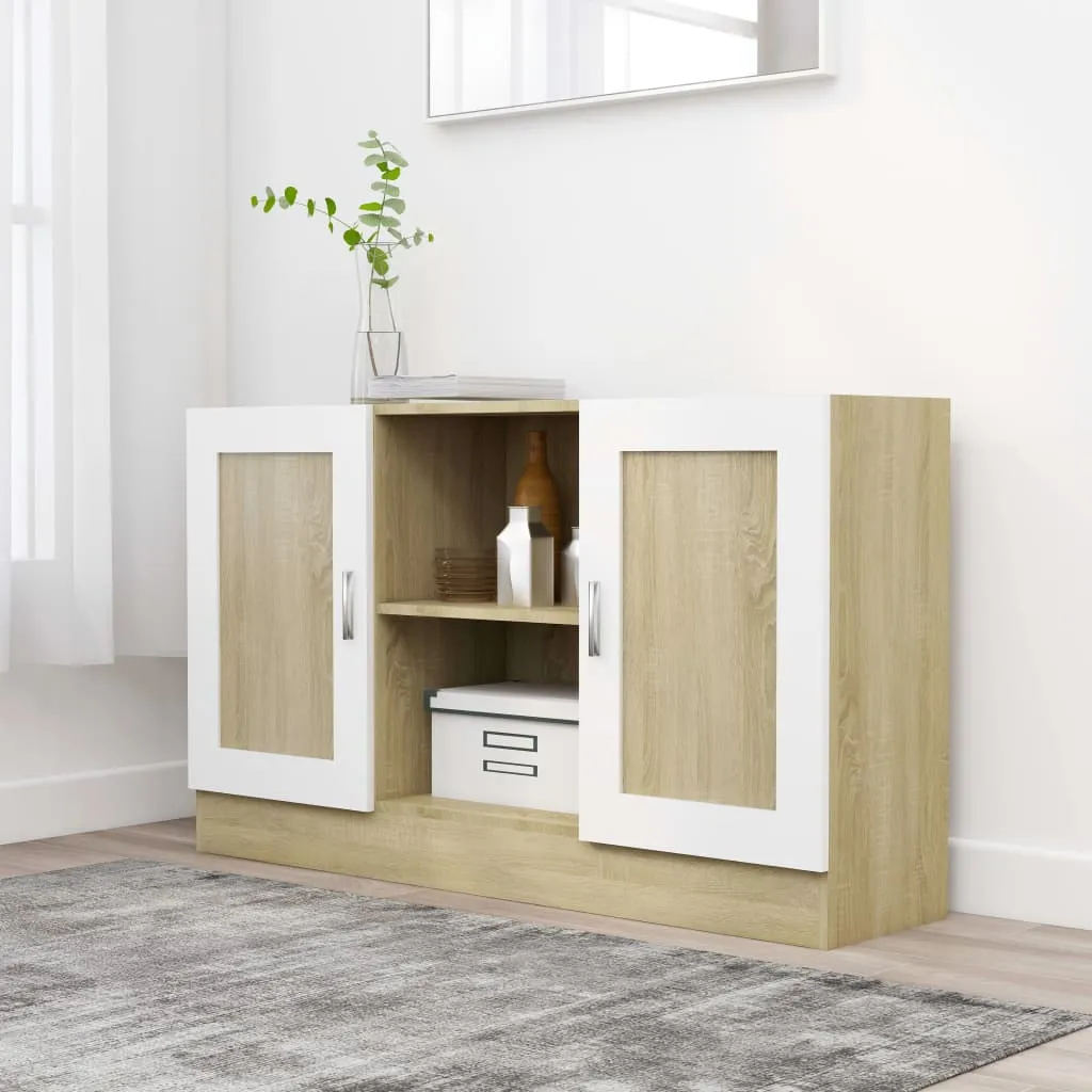 vidaXL Credenza Bianca e Rovere Sonoma 120x30,5x70cm Legno Multistrato