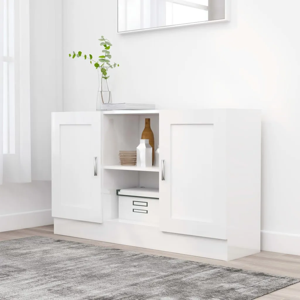 vidaXL Credenza Bianco Lucido 120x30,5x70 cm in Legno Multistrato