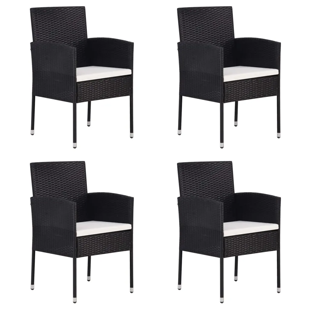 vidaXL Sedie da Giardino Set 4 pz in Polyrattan Nero