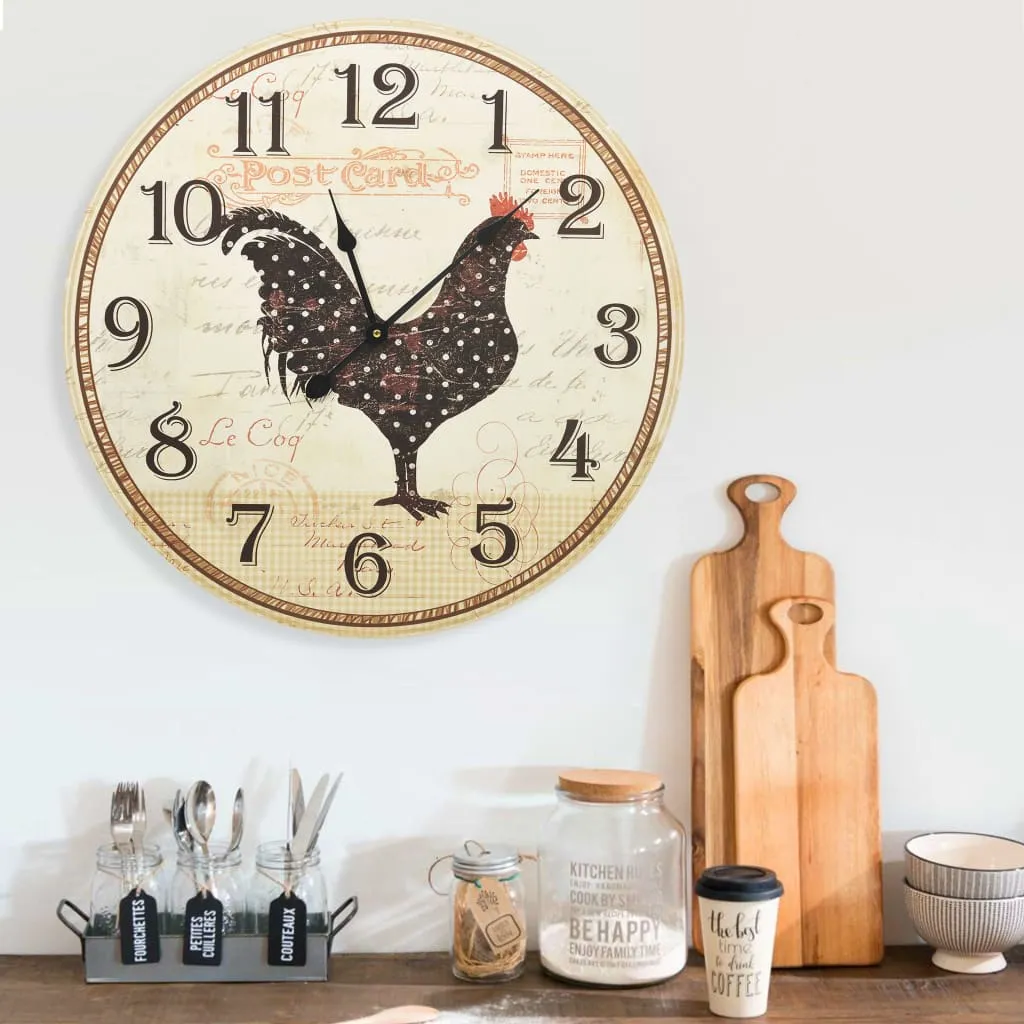 vidaXL Orologio da Parete Design Gallo Multicolore 60 cm in MDF