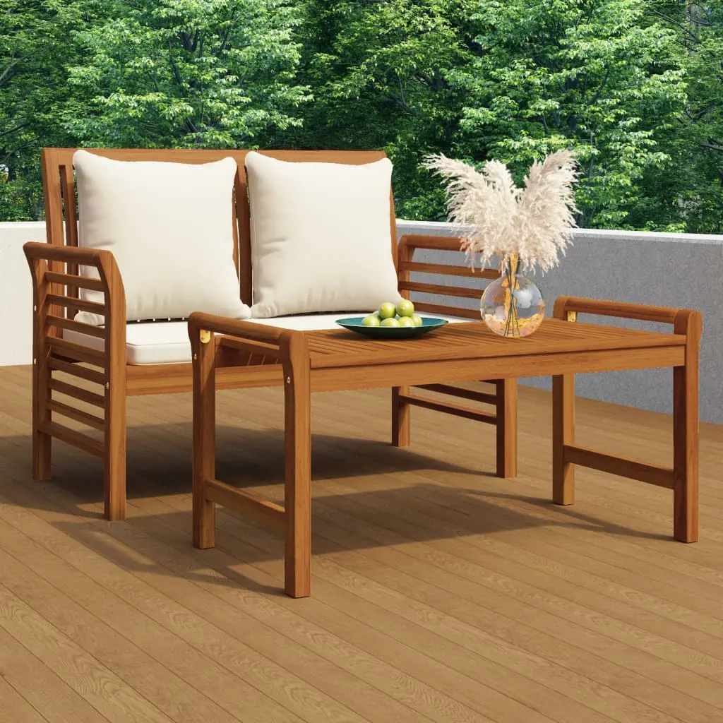 vidaXL Set Divani Giardino 2 pz Cuscini Bianco Crema in Legno Massello