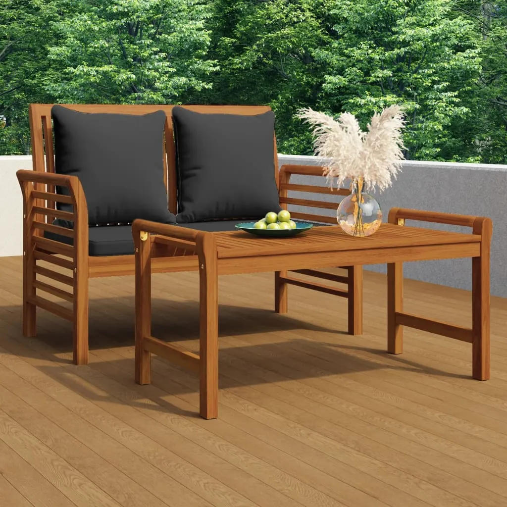 vidaXL Set Divani Giardino 2pz con Cuscini Grigio Scuro Legno Massello