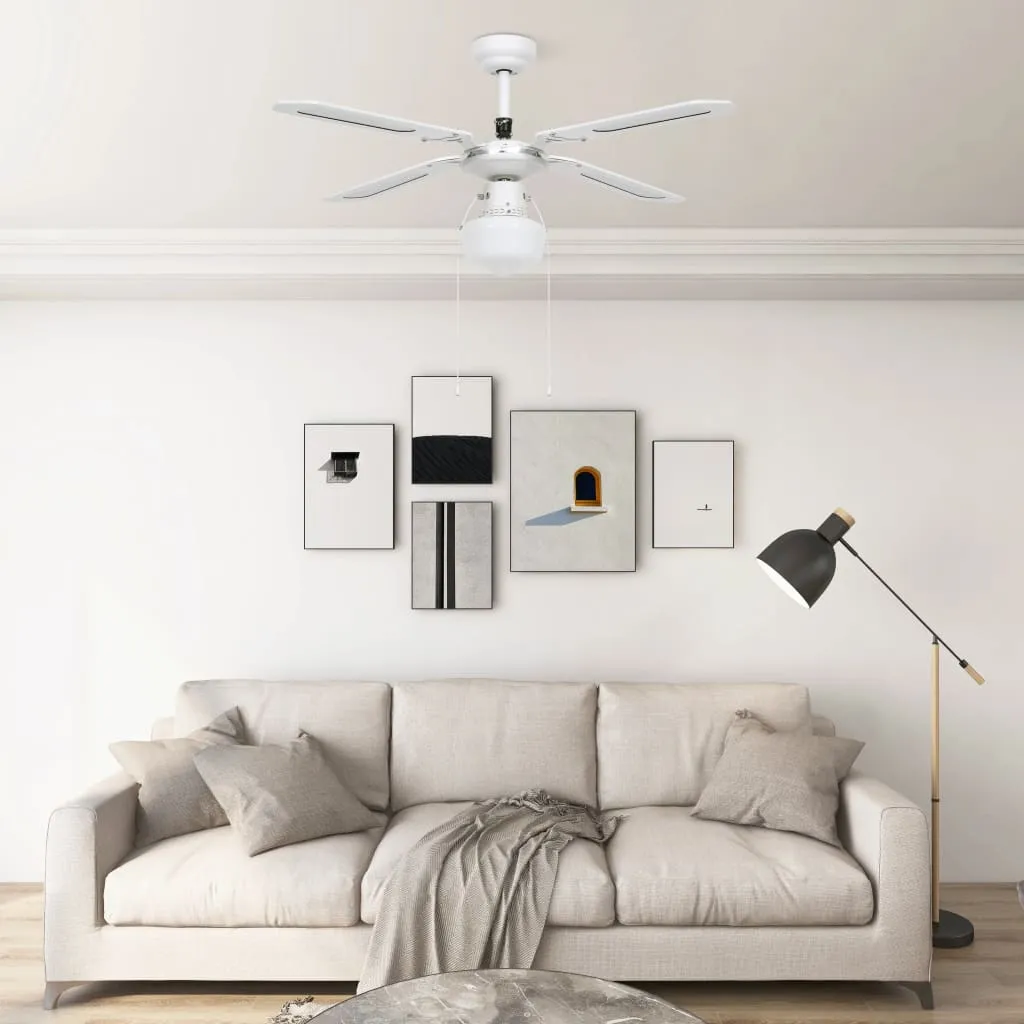 vidaXL Ventilatore da Soffitto con Luce 106 cm Bianco