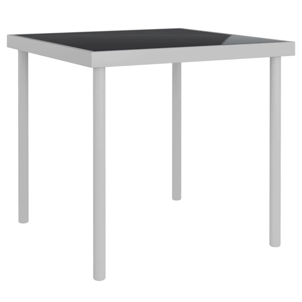 vidaXL Tavolo da Pranzo Esterni Grigio Chiaro 80x80x72cm Vetro Acciaio