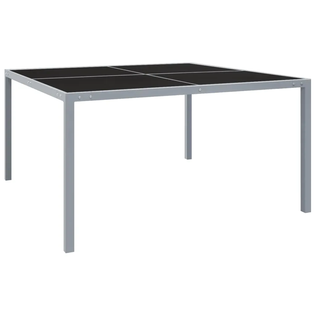 vidaXL Tavolo da Giardino 130x130x72 cm Grigio in Acciaio e Vetro