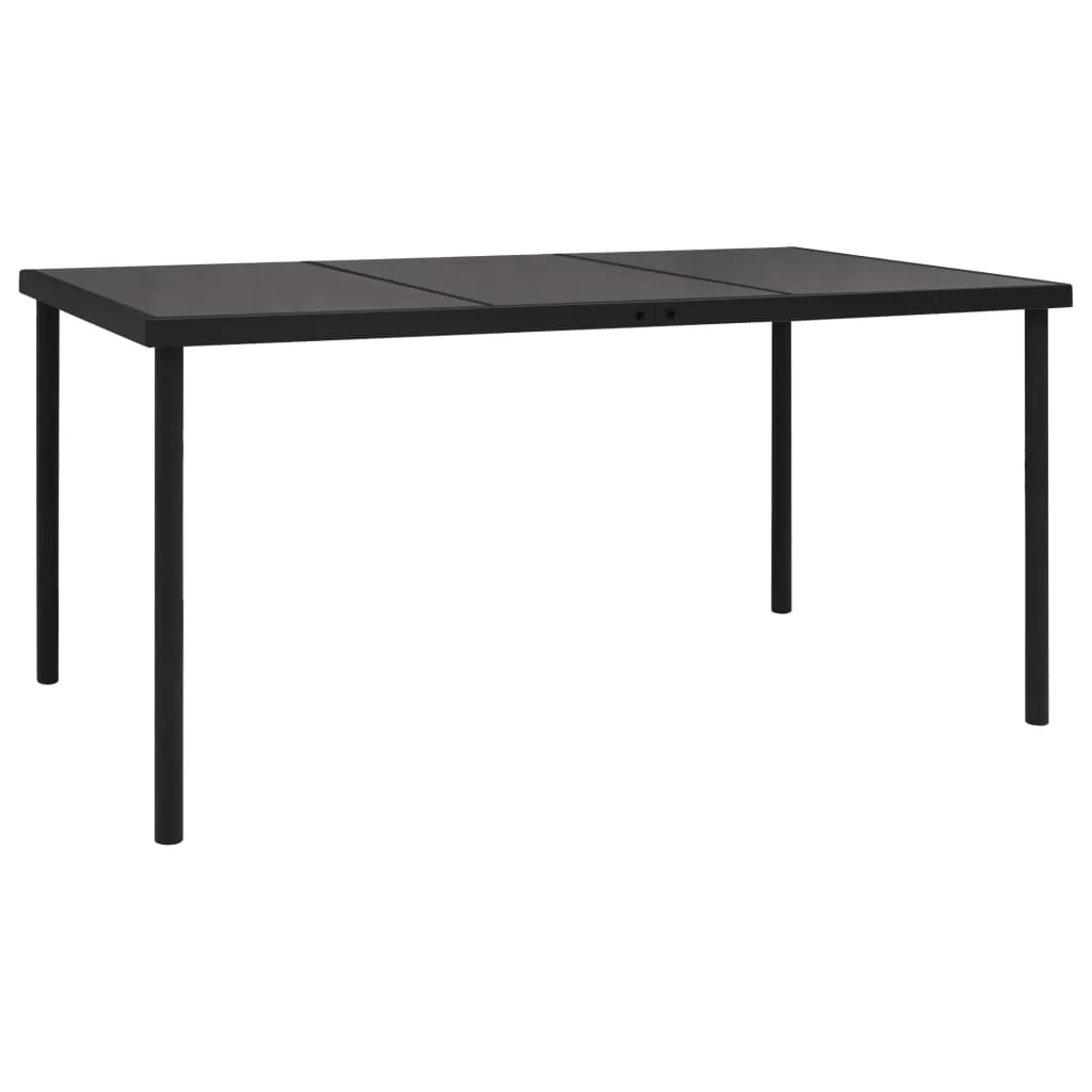 vidaXL Tavolo da Giardino con Ripiano in Vetro Nero 150x90x74 cm