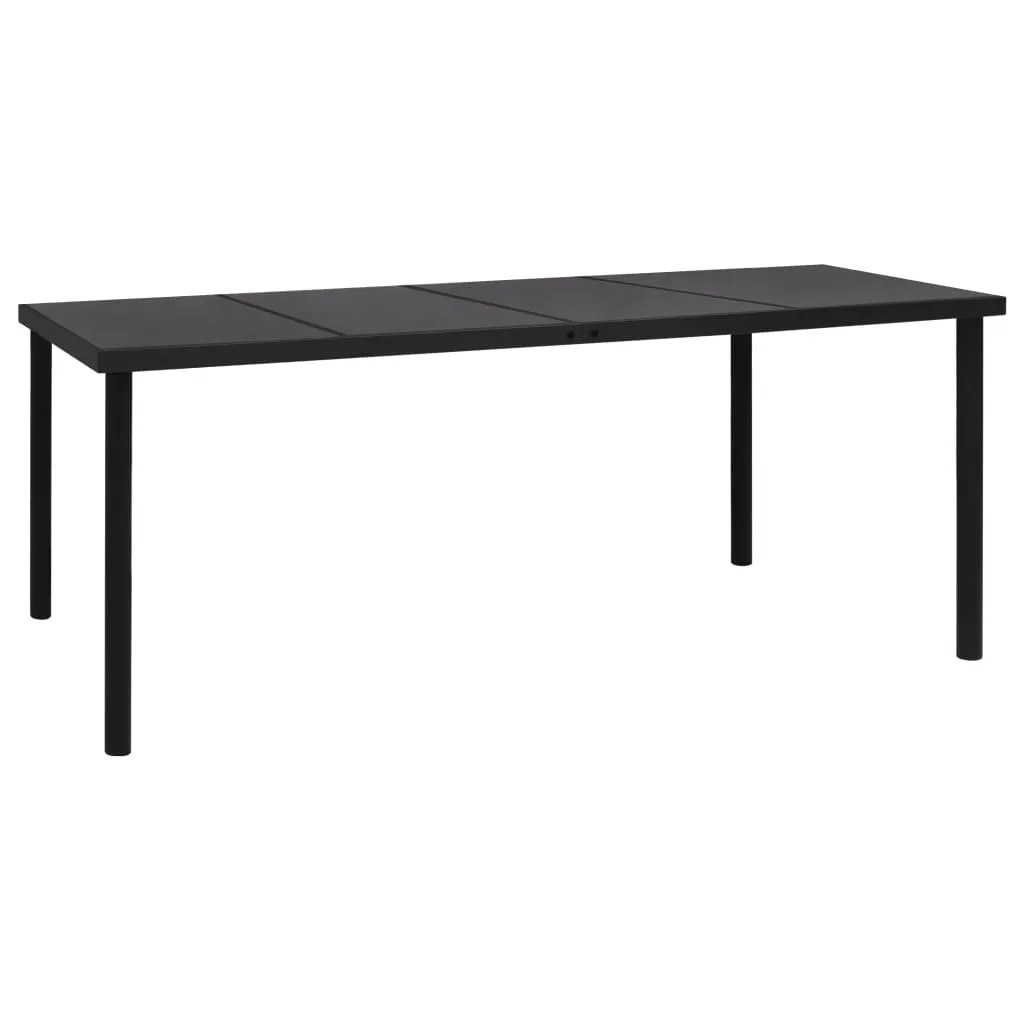 vidaXL Tavolo da Giardino 190x90x74 cm Nero in Acciaio