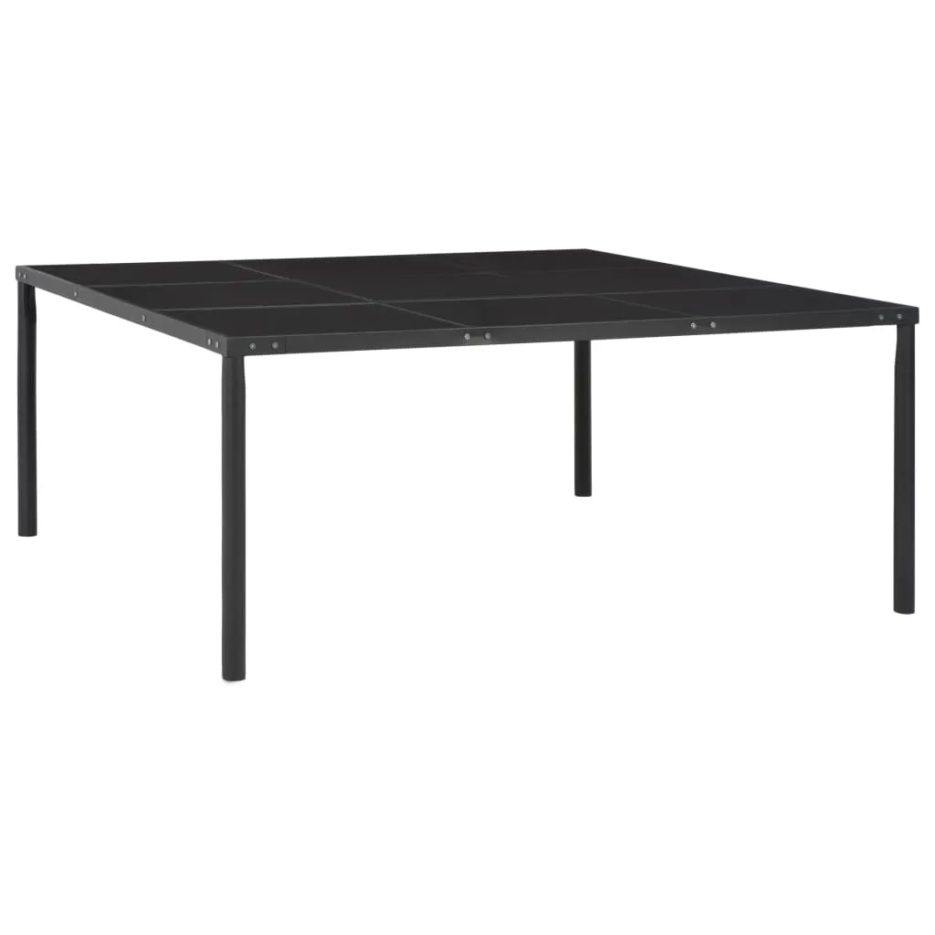 vidaXL Tavolo da Giardino Nero 170x170x74,5 cm in Acciaio e Vetro