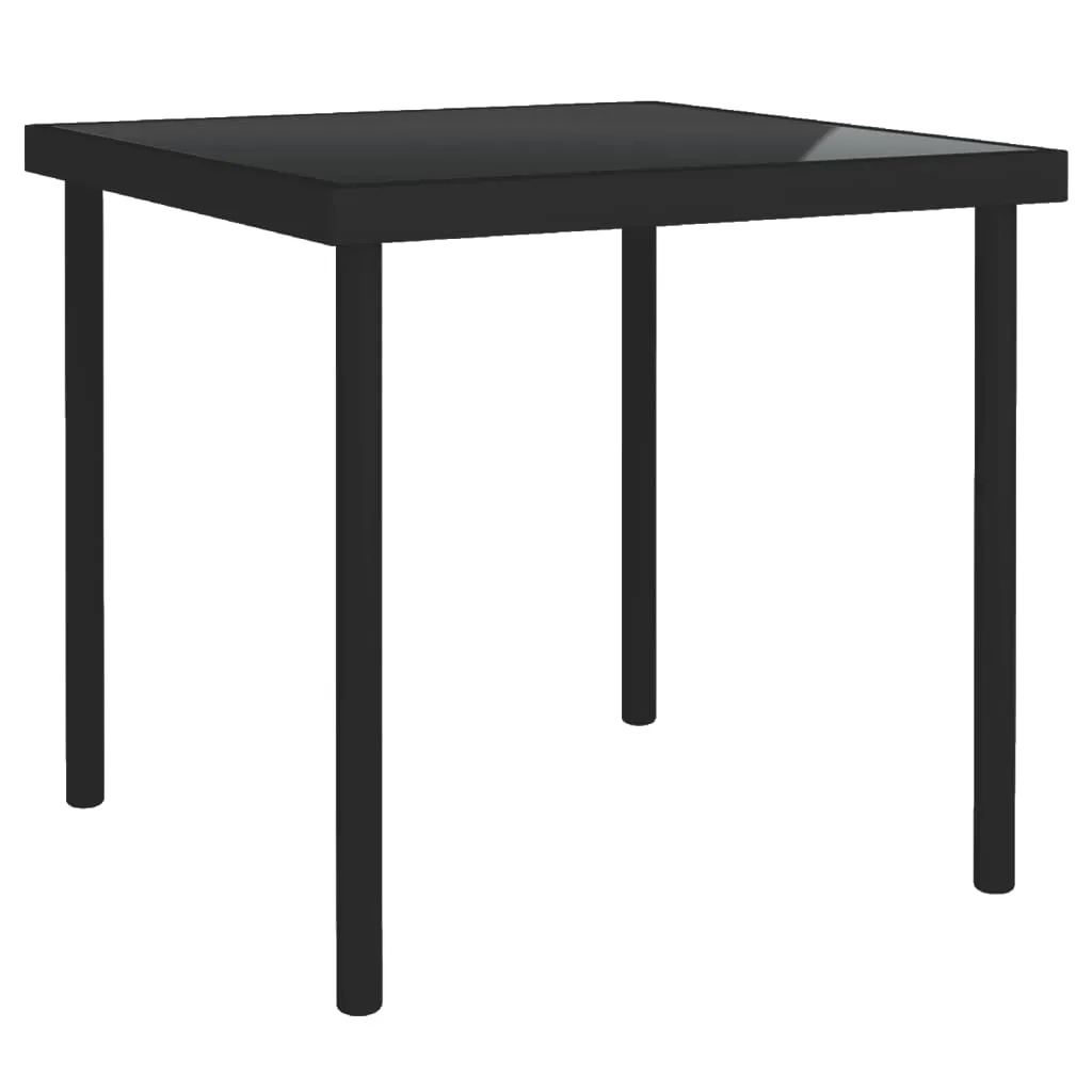 vidaXL Tavolo da Pranzo per Esterni Nero 80x80x72 cm Vetro e Acciaio