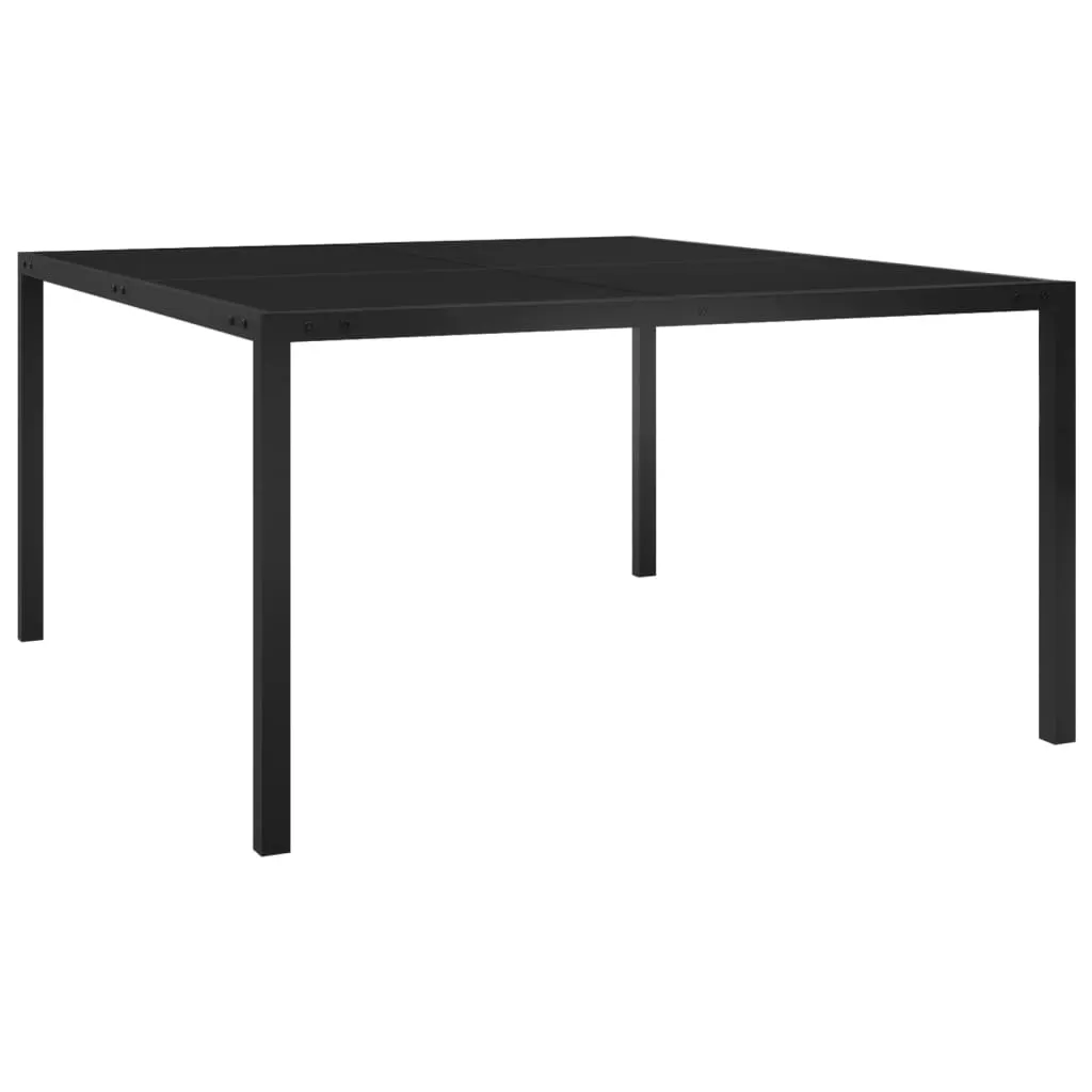 vidaXL Tavolo da Giardino 130x130x72 cm Nero in Acciaio e Vetro