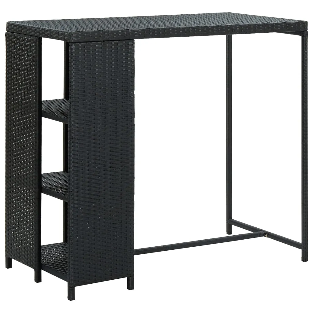 vidaXL Tavolo da Bar con Ripiani Nero 120x60x110 cm in Polyrattan