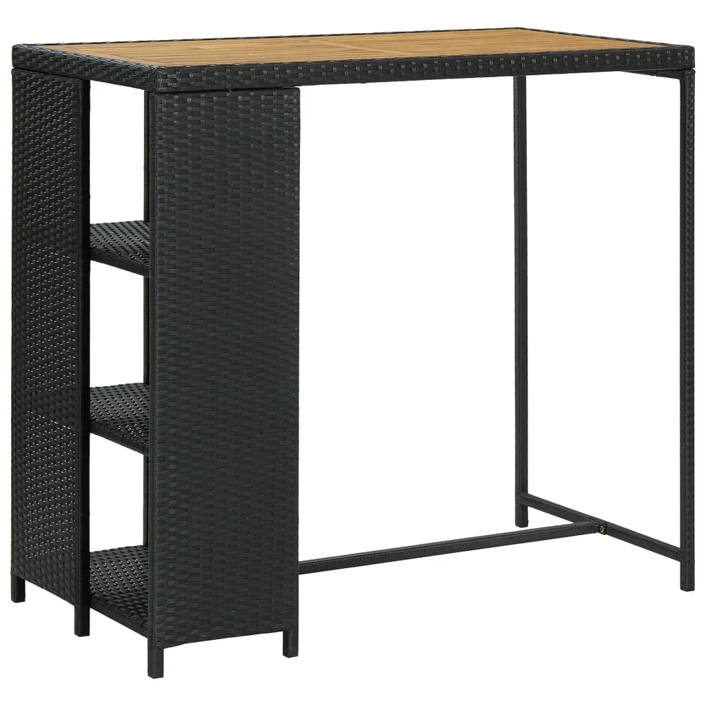 vidaXL Tavolo da Bar con Ripiani Nero 120x60x110 cm in Polyrattan