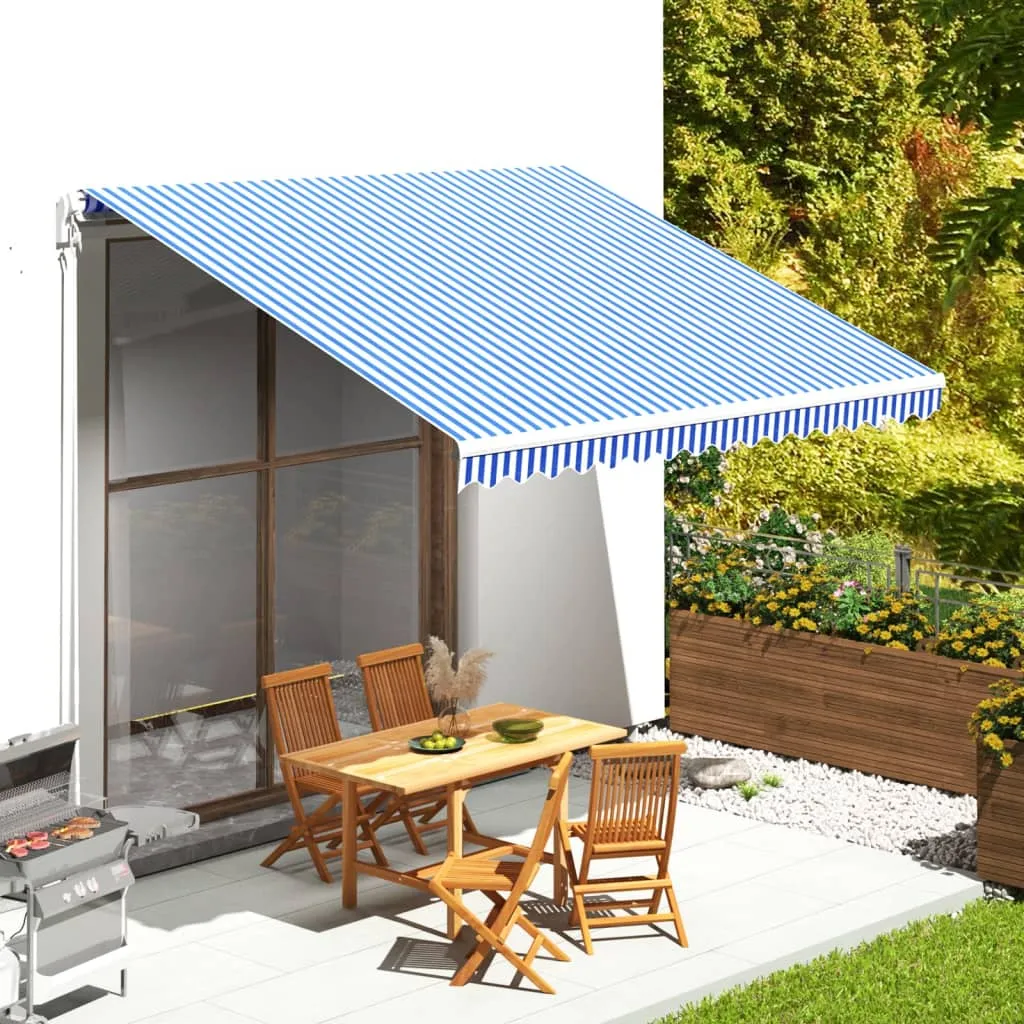 vidaXL Tessuto di Ricambio per Tenda da Sole Blu e Bianco 4x3,5 m