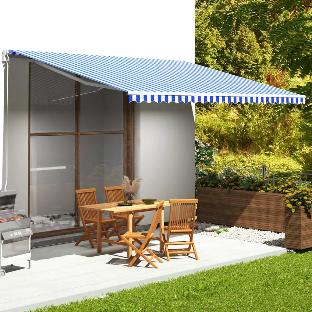 vidaXL Tessuto di Ricambio per Tenda da Sole Blu e Bianco 5x3,5 m