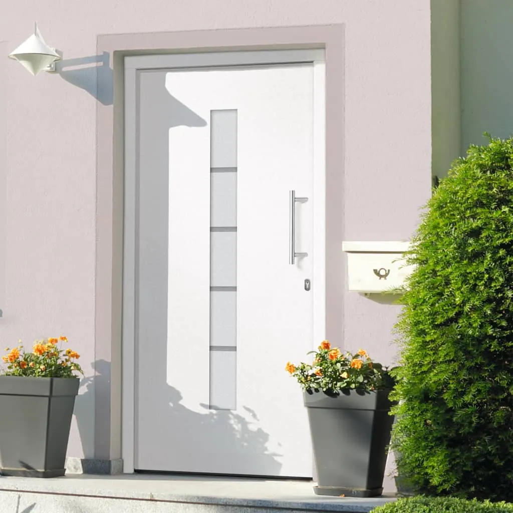 vidaXL Porta d'Ingresso in Alluminio e PVC Bianco 100x210 cm