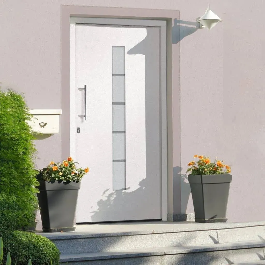 vidaXL Porta d'Ingresso in Alluminio e PVC Bianco 100x210 cm