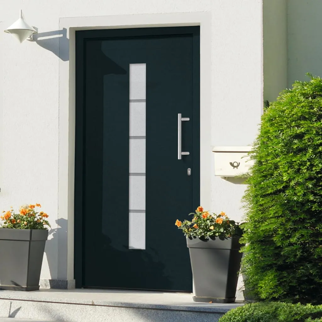 vidaXL Porta d'Ingresso in Alluminio e PVC Antracite 100x210 cm