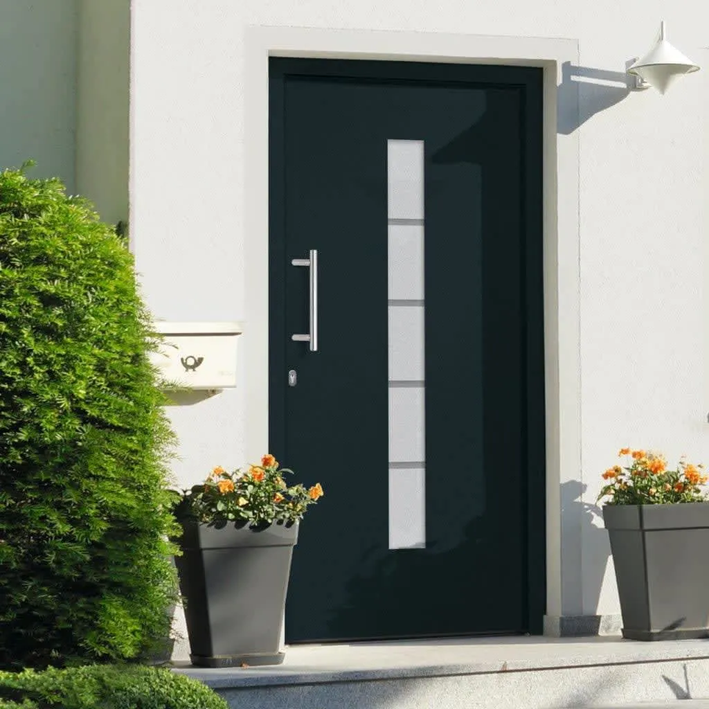 vidaXL Porta d'Ingresso in Alluminio e PVC Antracite 100x200 cm