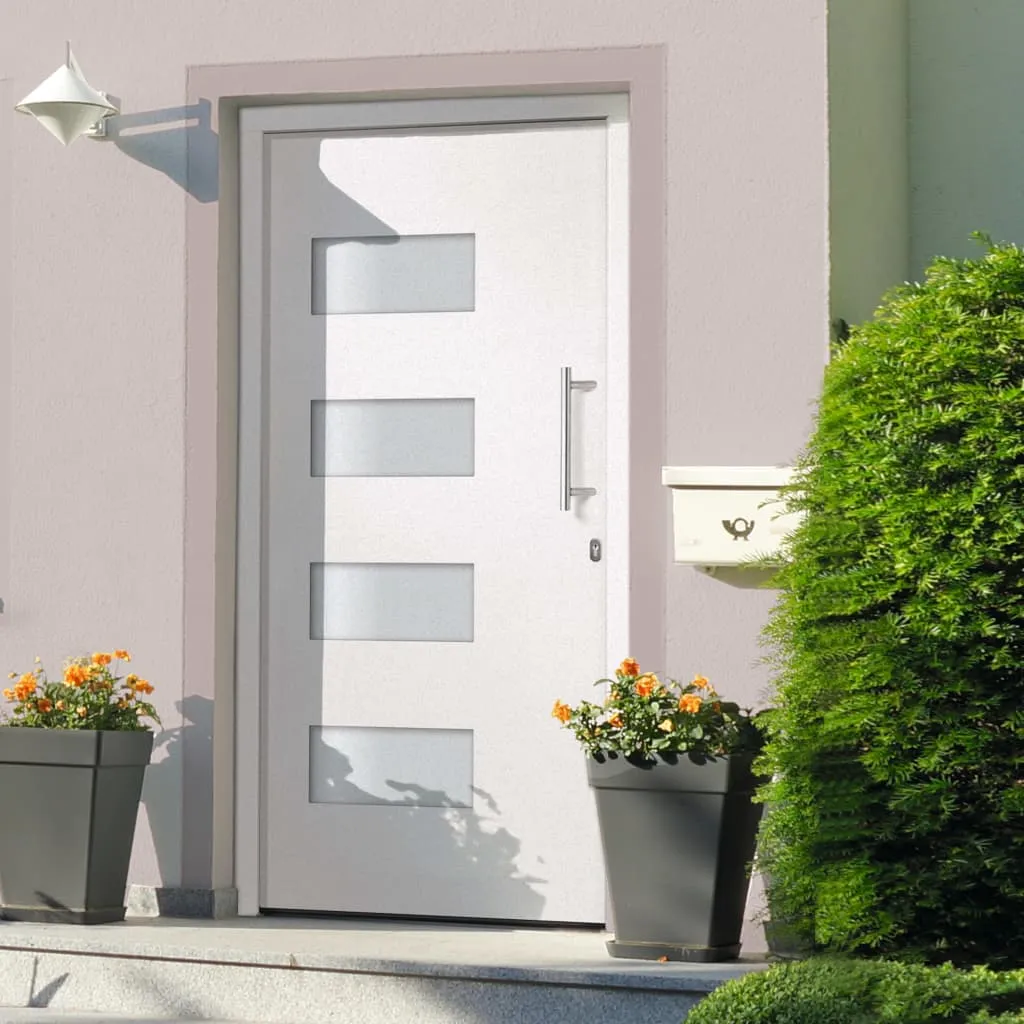 vidaXL Porta d'Ingresso in Alluminio e PVC Bianco 100x200 cm