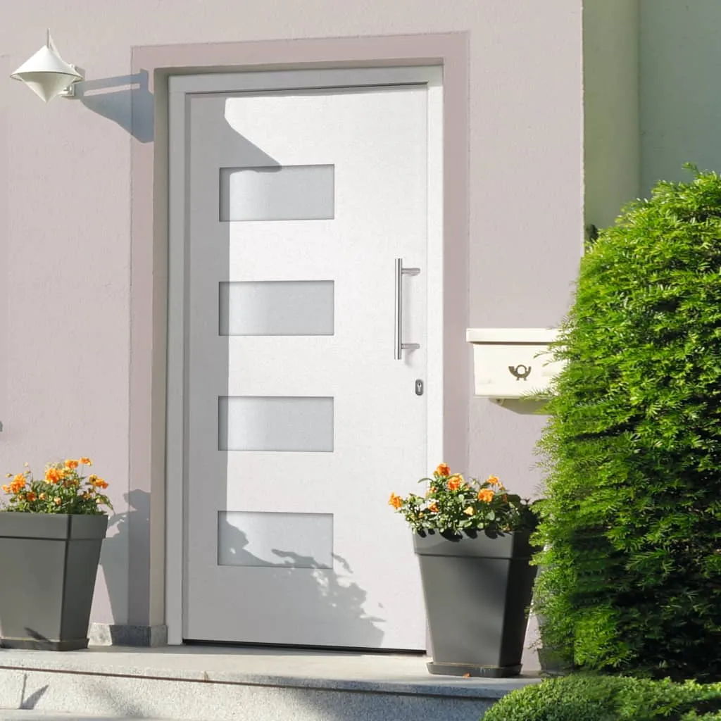 vidaXL Porta d'Ingresso in Alluminio e PVC Bianco 100x210 cm