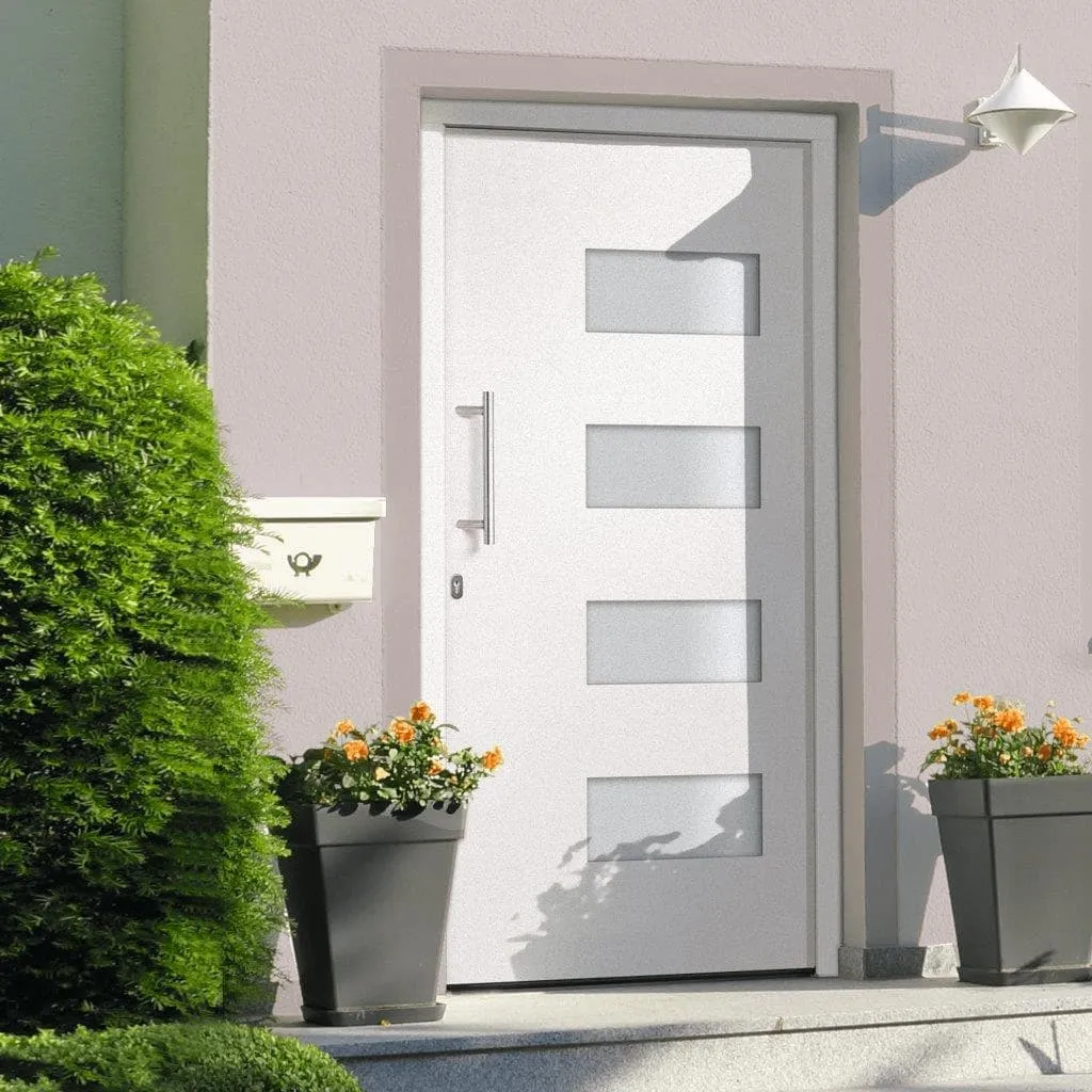 vidaXL Porta d'Ingresso in Alluminio e PVC Bianco 100x200 cm