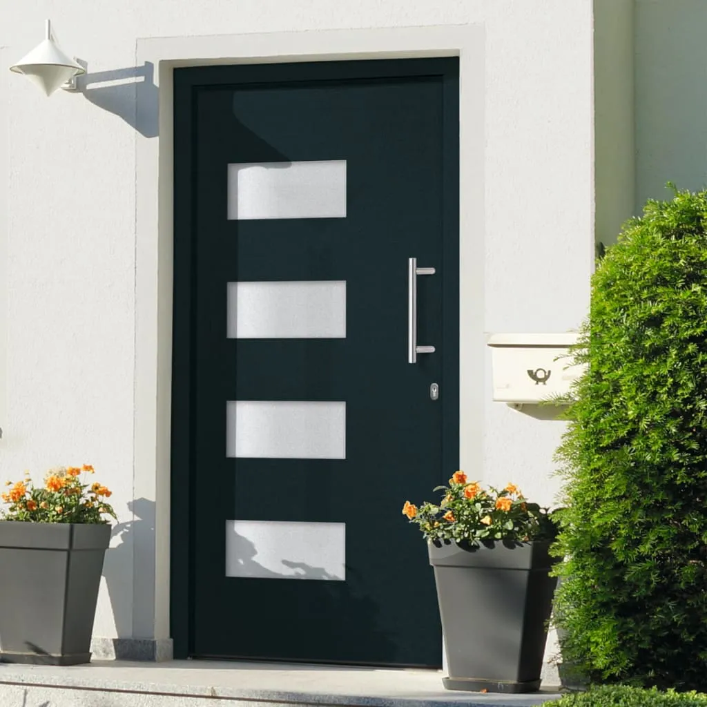 vidaXL Porta d'Ingresso in Alluminio e PVC Antracite 100x210 cm