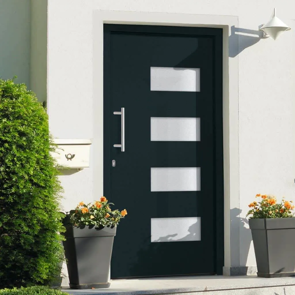 vidaXL Porta d'Ingresso in Alluminio e PVC Antracite 100x200 cm