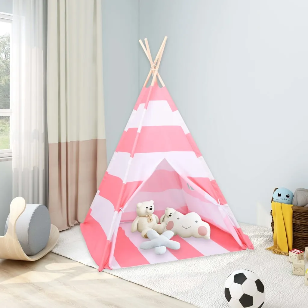 vidaXL Tenda Tipi Bambini Borsa Rosa Microfibra Strisce 120x120x150cm