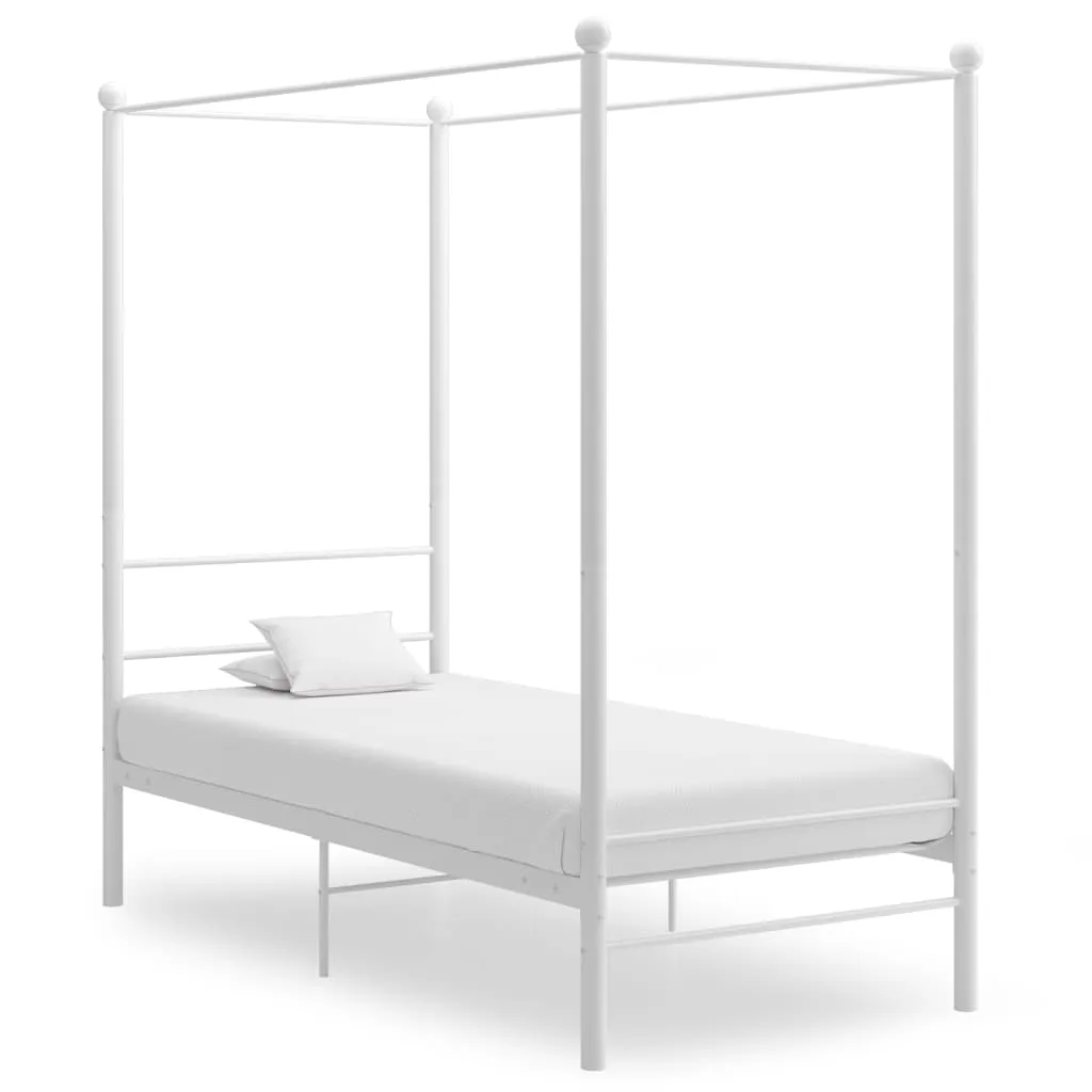 vidaXL Letto a Baldacchino Bianco in Metallo 100x200 cm