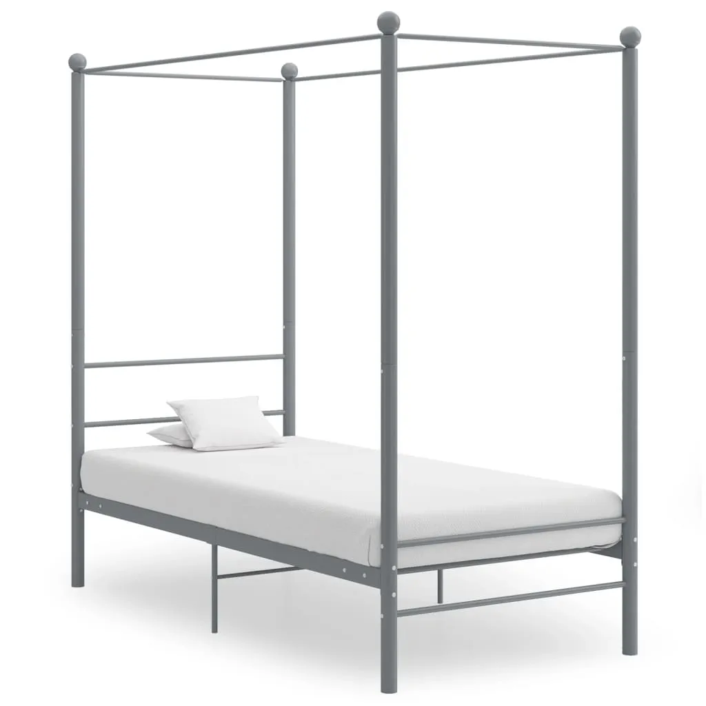 vidaXL Letto a Baldacchino Grigio in Metallo 100x200 cm