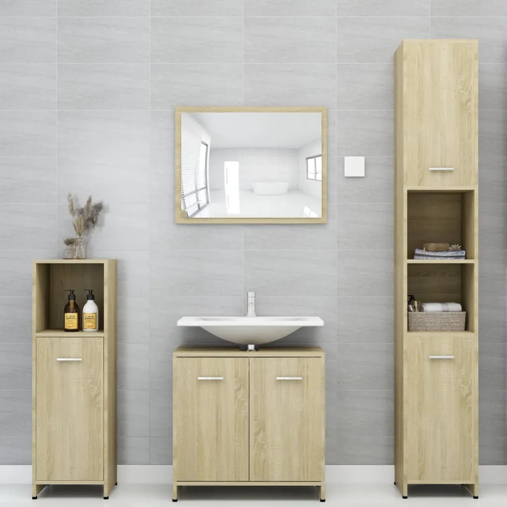 vidaXL Set Mobili da Bagno 4 pz Rovere Sonoma in Truciolato