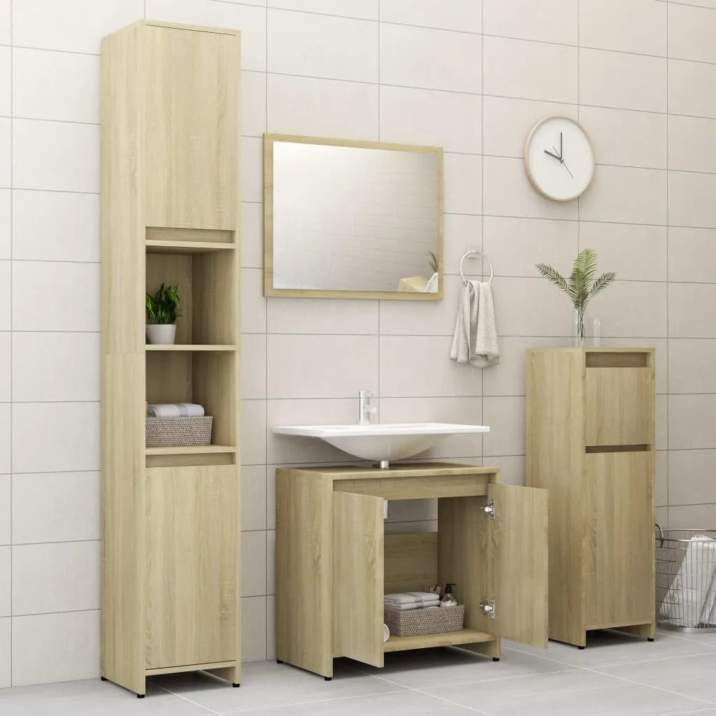 vidaXL Set Mobili da Bagno 4 pz Rovere Sonoma in Truciolato