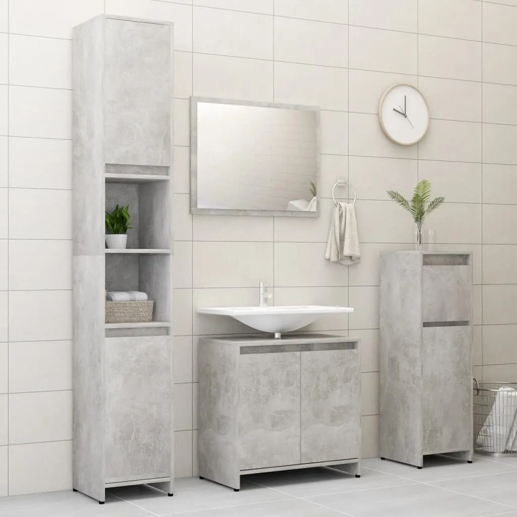 vidaXL Set Mobili da Bagno 4 pz Grigio Cemento in Truciolato