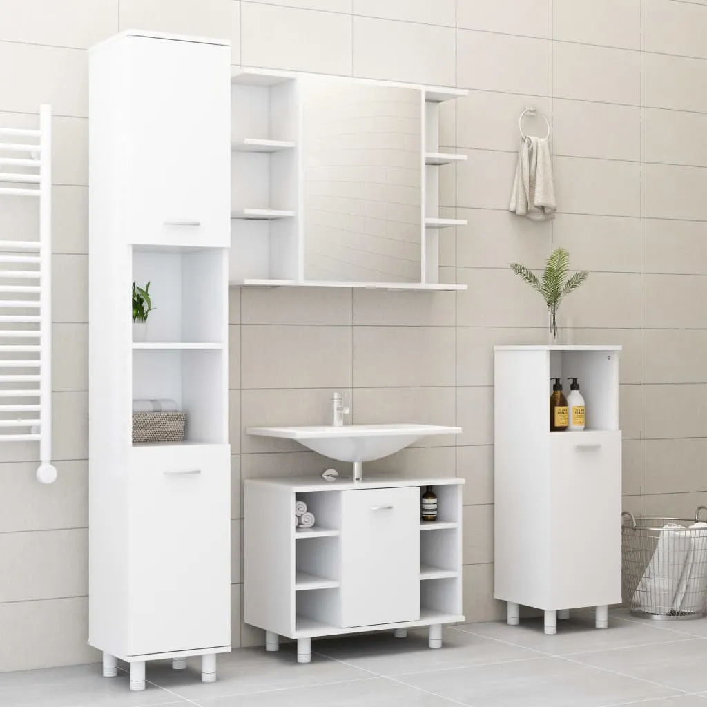 vidaXL Set Mobili da Bagno 4 pz Bianco in Truciolato