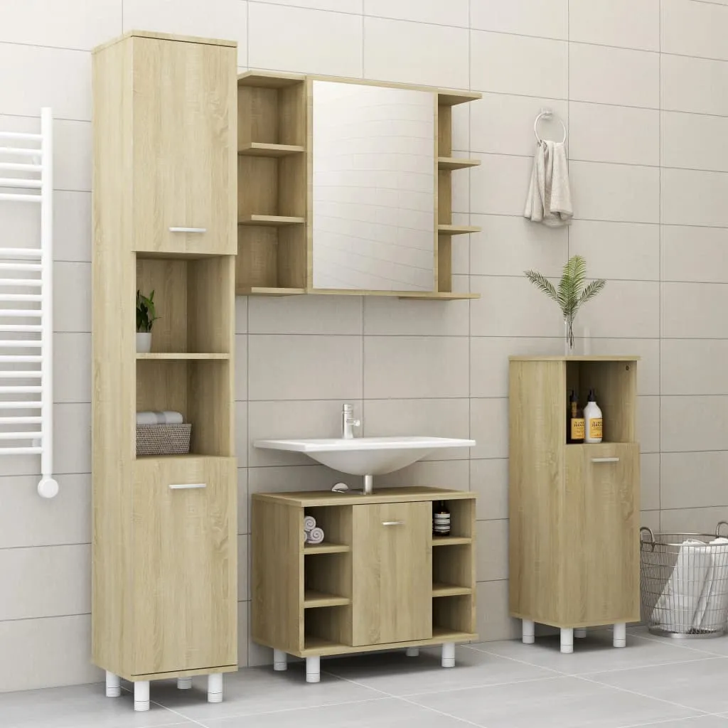 vidaXL Set Mobili da Bagno 4 pz Rovere Sonoma in Truciolato