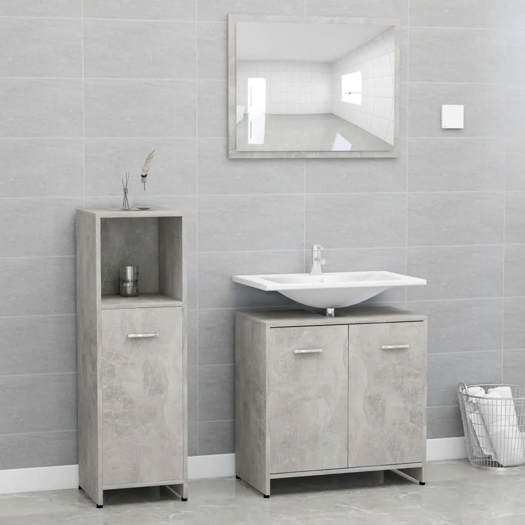 vidaXL Set Mobili da Bagno 3 pz Grigio Cemento in Truciolato