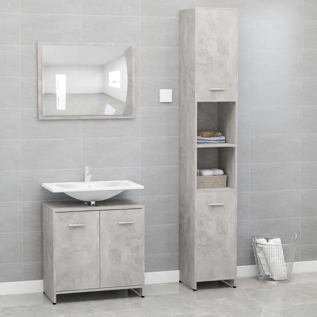 vidaXL Set Mobili da Bagno 3 pz Grigio Cemento in Truciolato