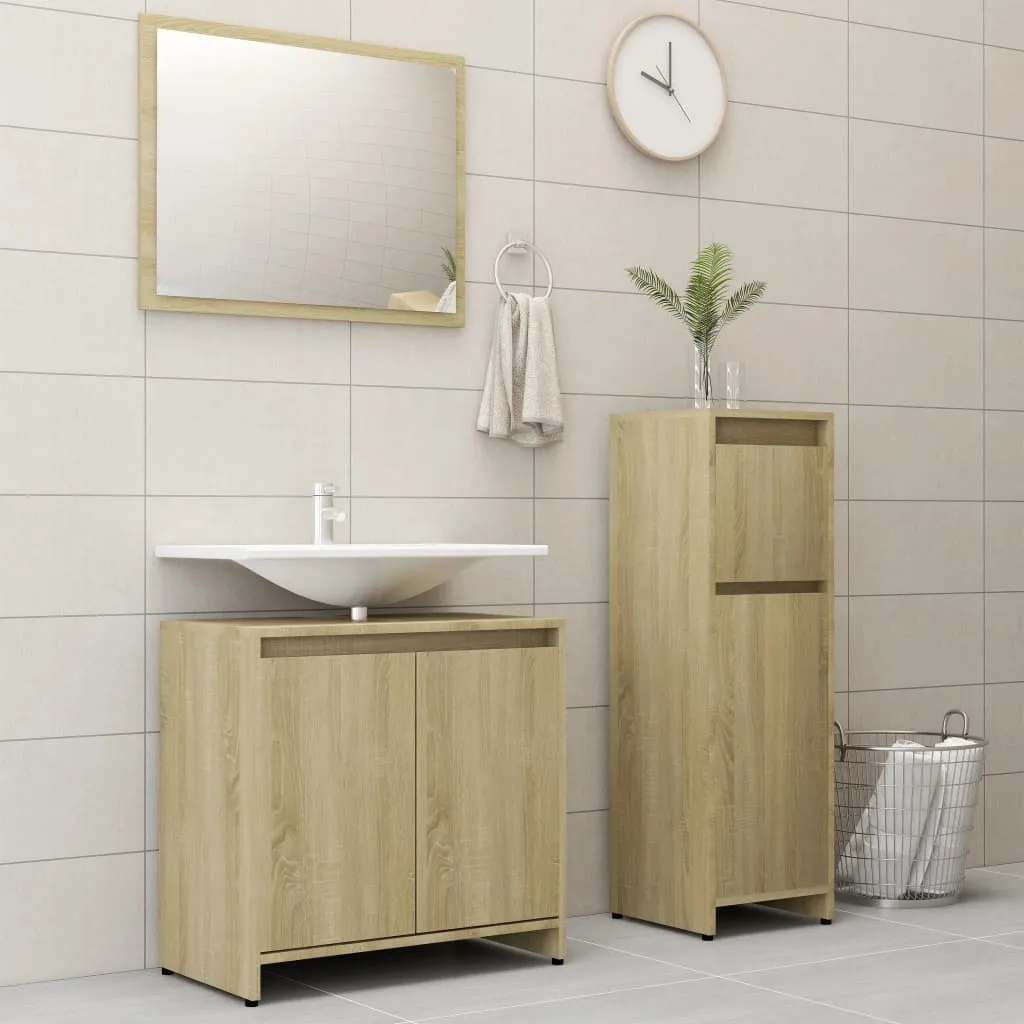 vidaXL Set Mobili da Bagno 3 pz Rovere Sonoma in Truciolato