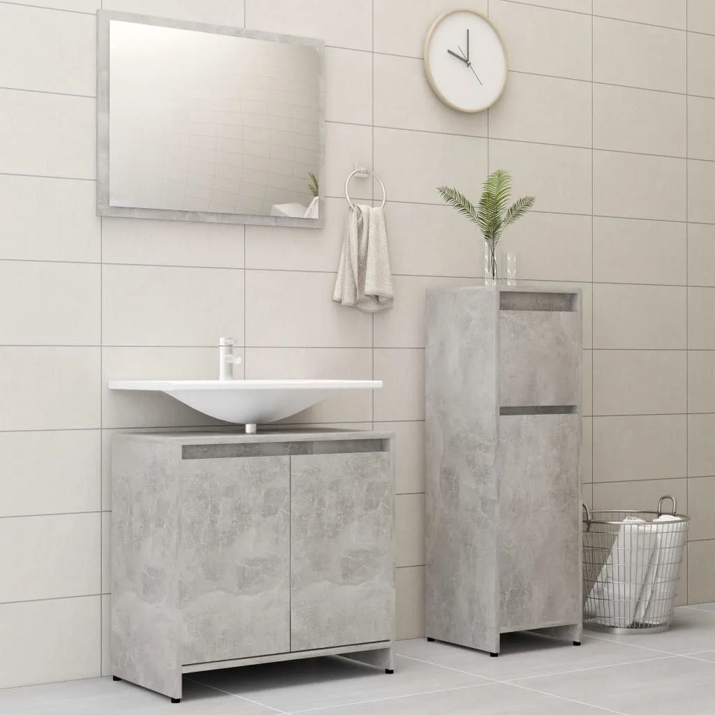 vidaXL Set Mobili da Bagno 3 pz Grigio Cemento in Truciolato