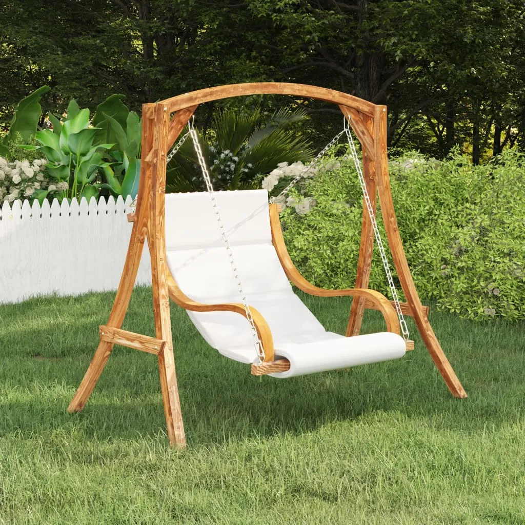 vidaXL Sedia a Dondolo con Cuscino Crema Legno Curvato Finitura Teak