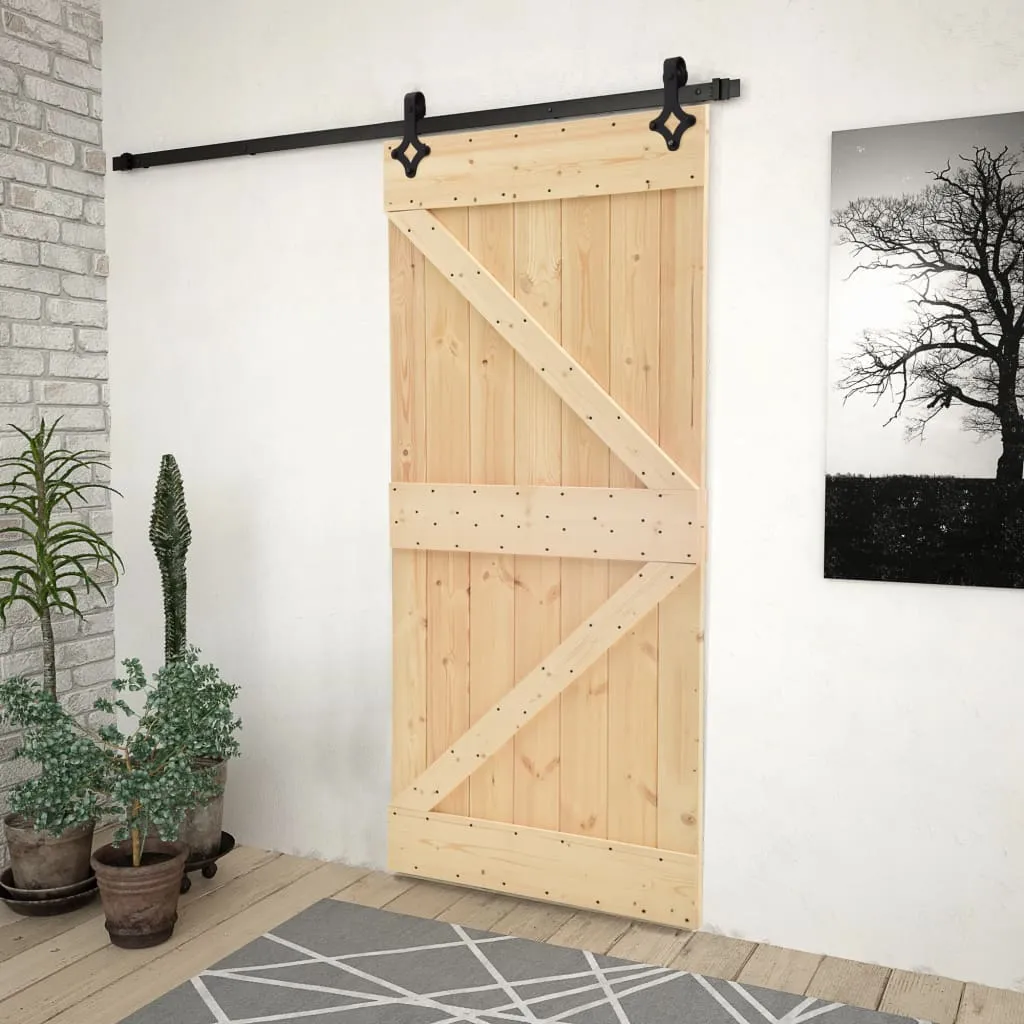 vidaXL Porta Scorrevole con Set Hardware 80x210 cm in Legno di Pino