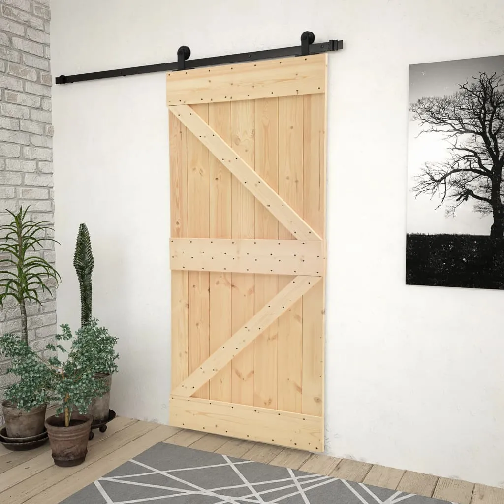 vidaXL Porta Scorrevole con Set Hardware 80x210 cm in Legno di Pino