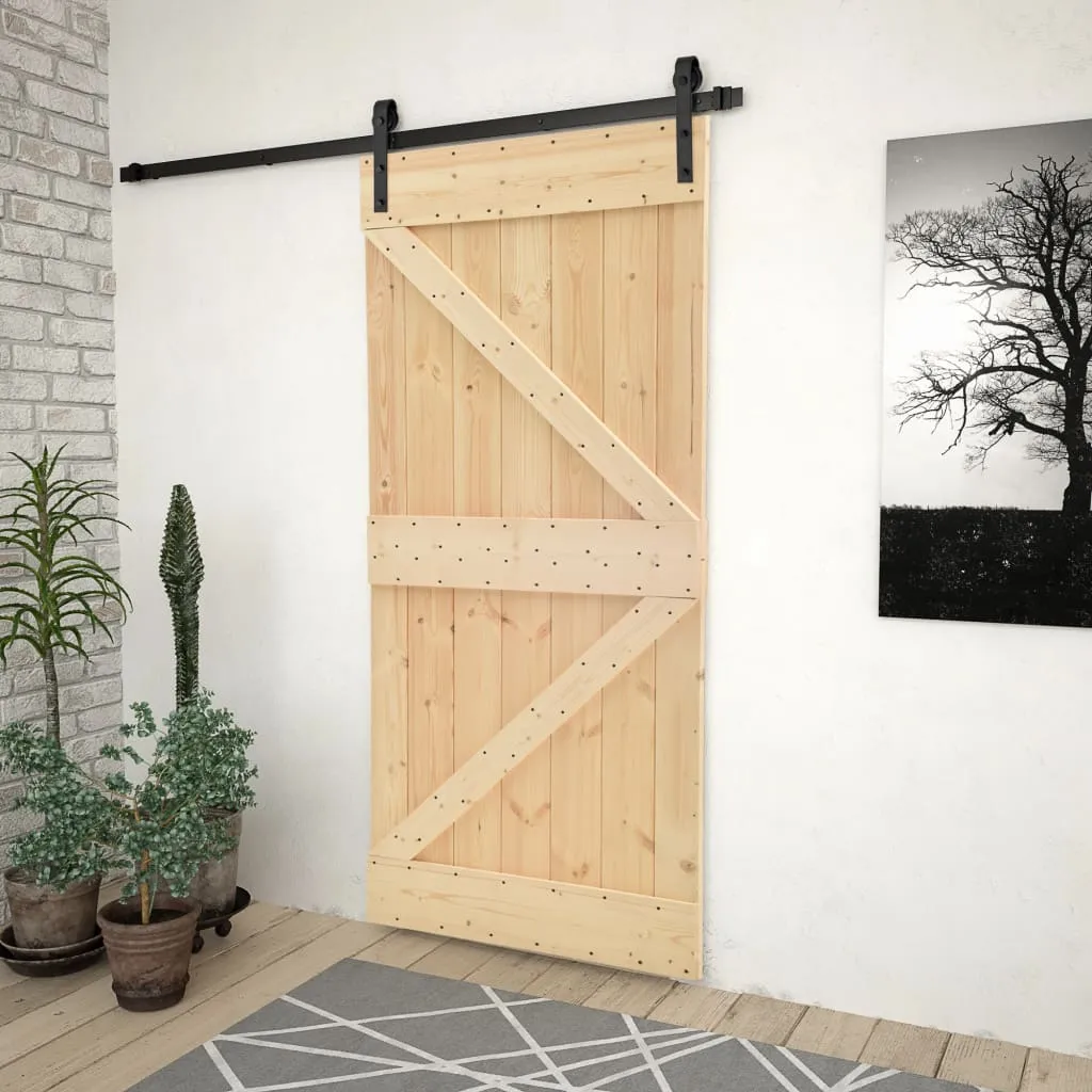 vidaXL Porta Scorrevole con Set Hardware 80x210 cm in Legno di Pino