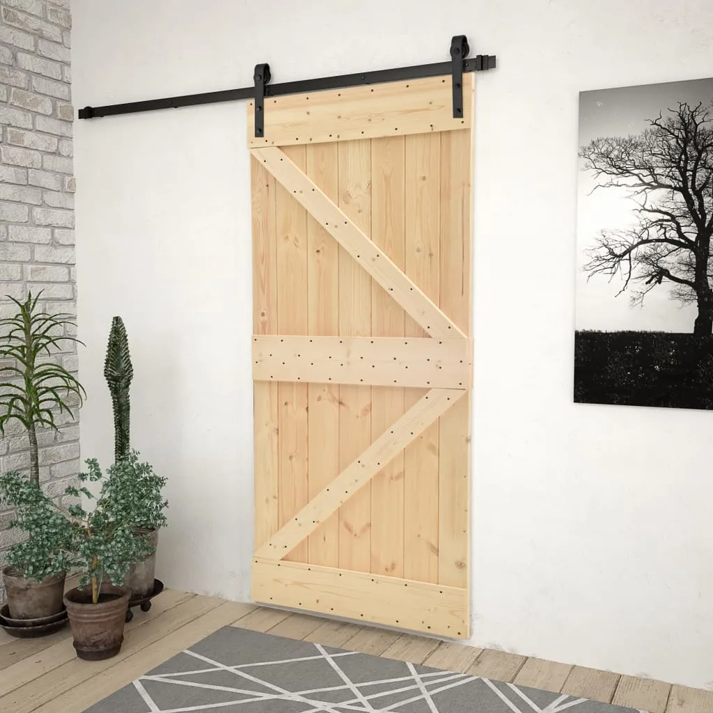 vidaXL Porta Scorrevole con Set Hardware 80x210 cm in Legno di Pino