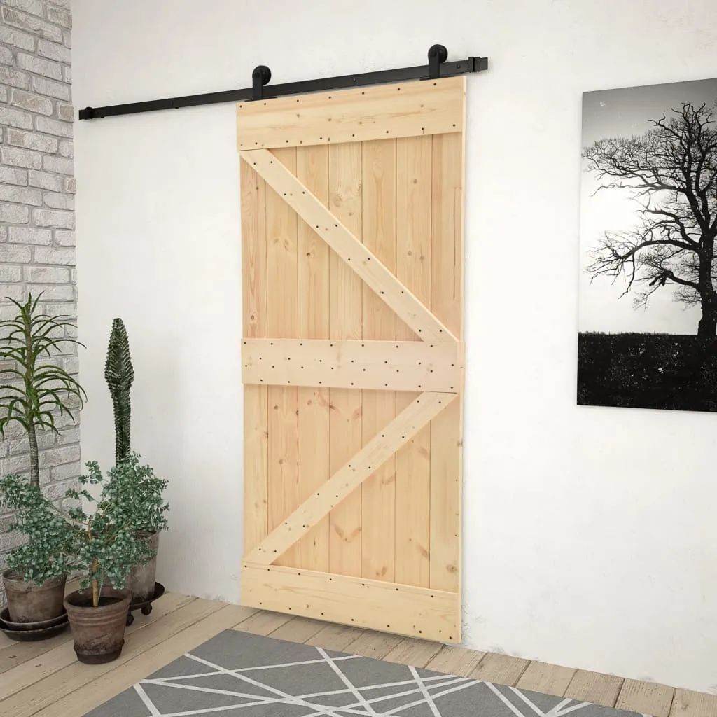 vidaXL Porta Scorrevole con Set Hardware 90x210 cm in Legno di Pino