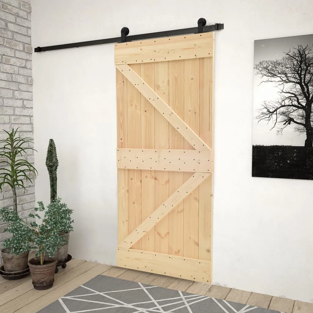 vidaXL Porta Scorrevole con Set Hardware 90x210 cm in Legno di Pino