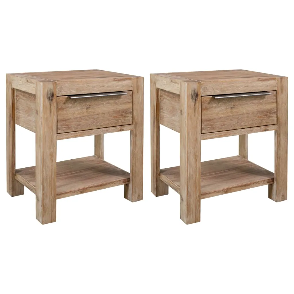 vidaXL Comodini con Cassetti 2 pz 40x30x48 cm Legno Massello di Acacia