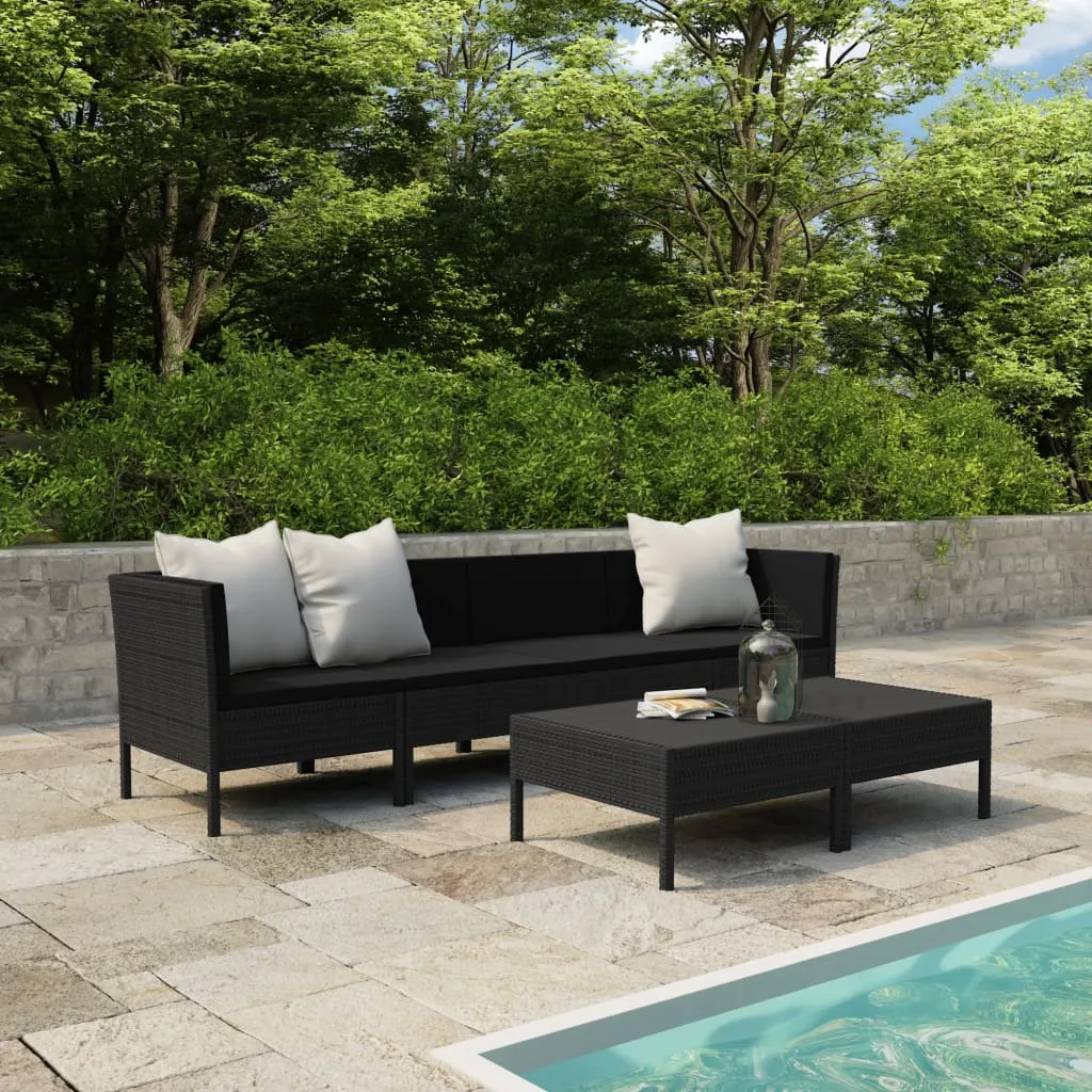 vidaXL Set Divani da Giardino 6 pz con Cuscini in Polyrattan Nero