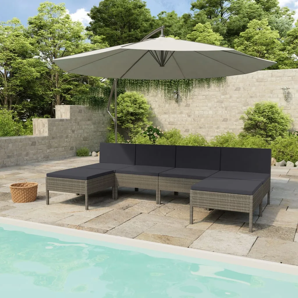 vidaXL Set Divani da Giardino 6 pz con Cuscini in Polyrattan Grigio